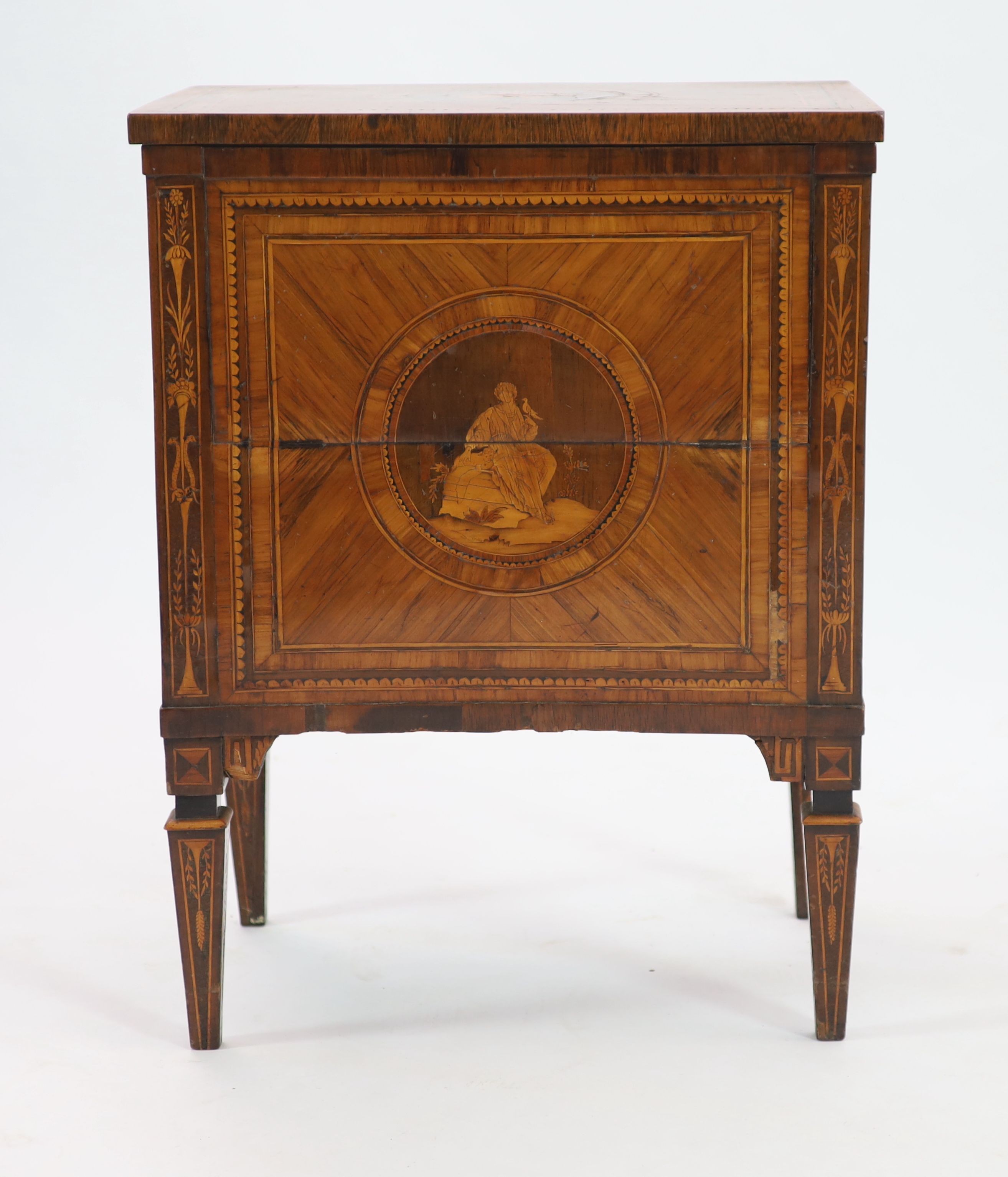 A late 18th century North Italian rosewood 'Comodino' in the manner of Giuseppe Maggiolini, W 59cm D 40cm H 76cm